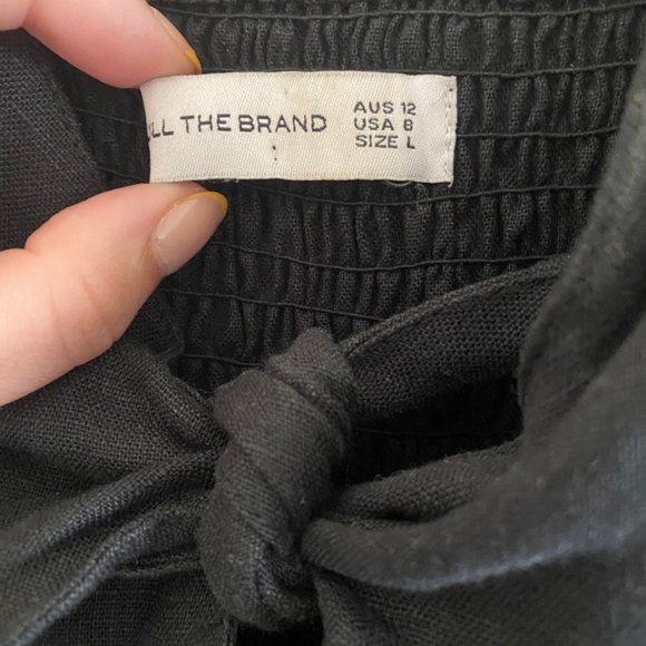 Faithfull the Brand Black Linen Wide Leg Jumpsuit Sz L - Picture 5 of 5